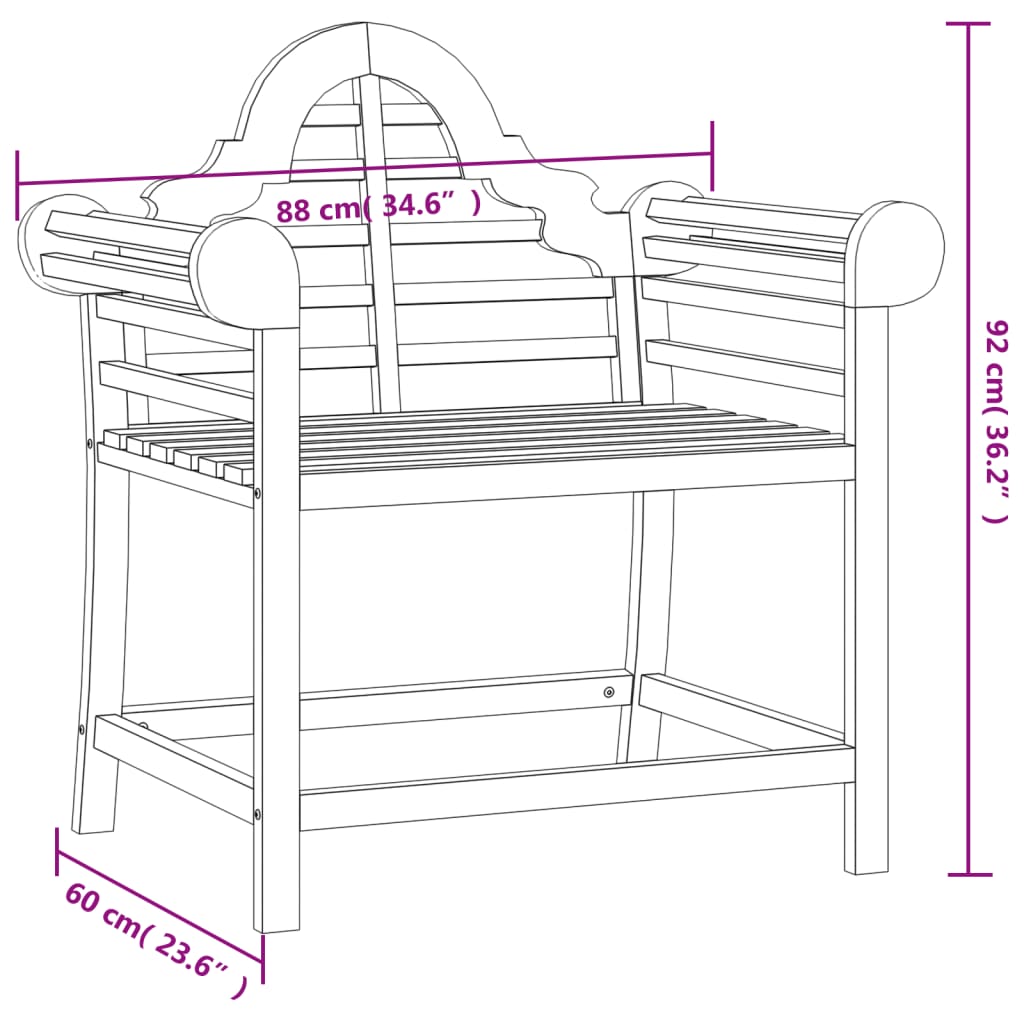 Sedia da Giardino 88x60x92 cm in Legno Massello di Teak - homemem39