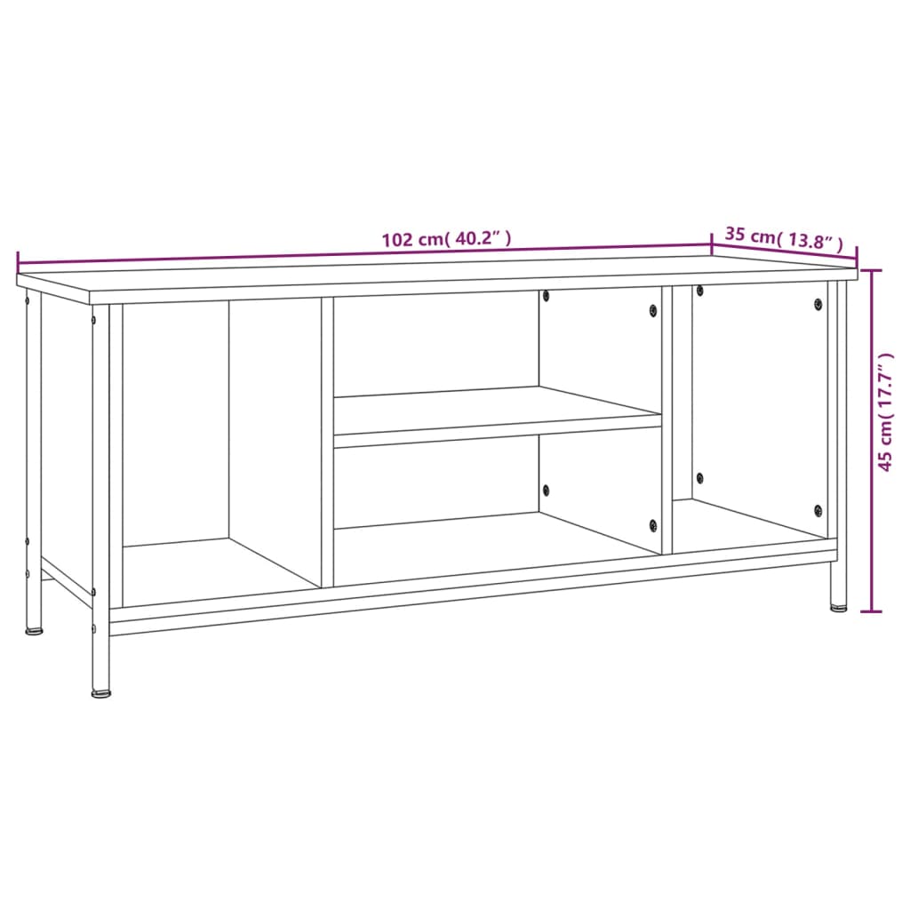 Mobile TV Rovere Fumo 102x35x45 cm in Legno Multistrato - homemem39