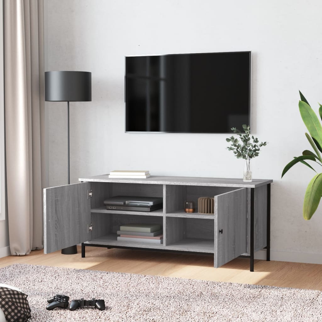 Mobile TV con Ante Grigio Sonoma 102x35x45 cm Legno Multistrato - homemem39