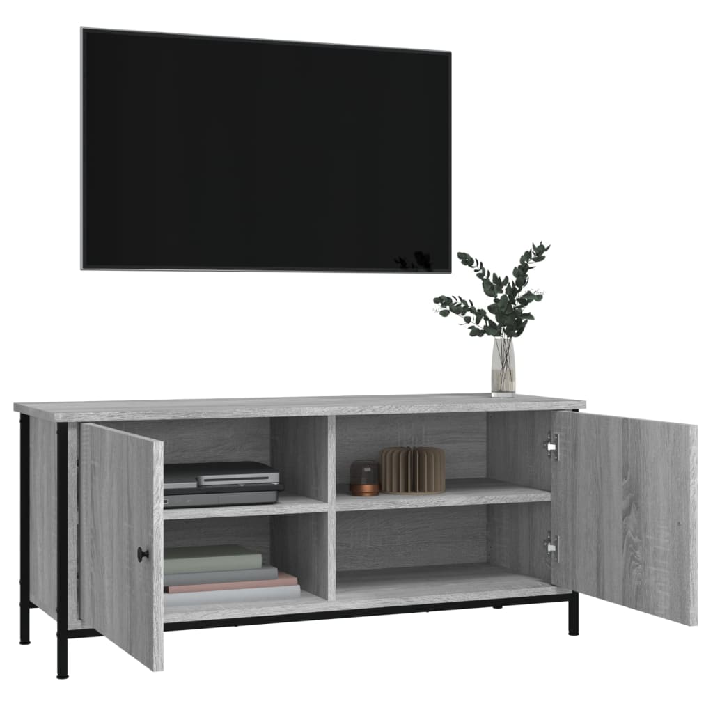 Mobile TV con Ante Grigio Sonoma 102x35x45 cm Legno Multistrato - homemem39