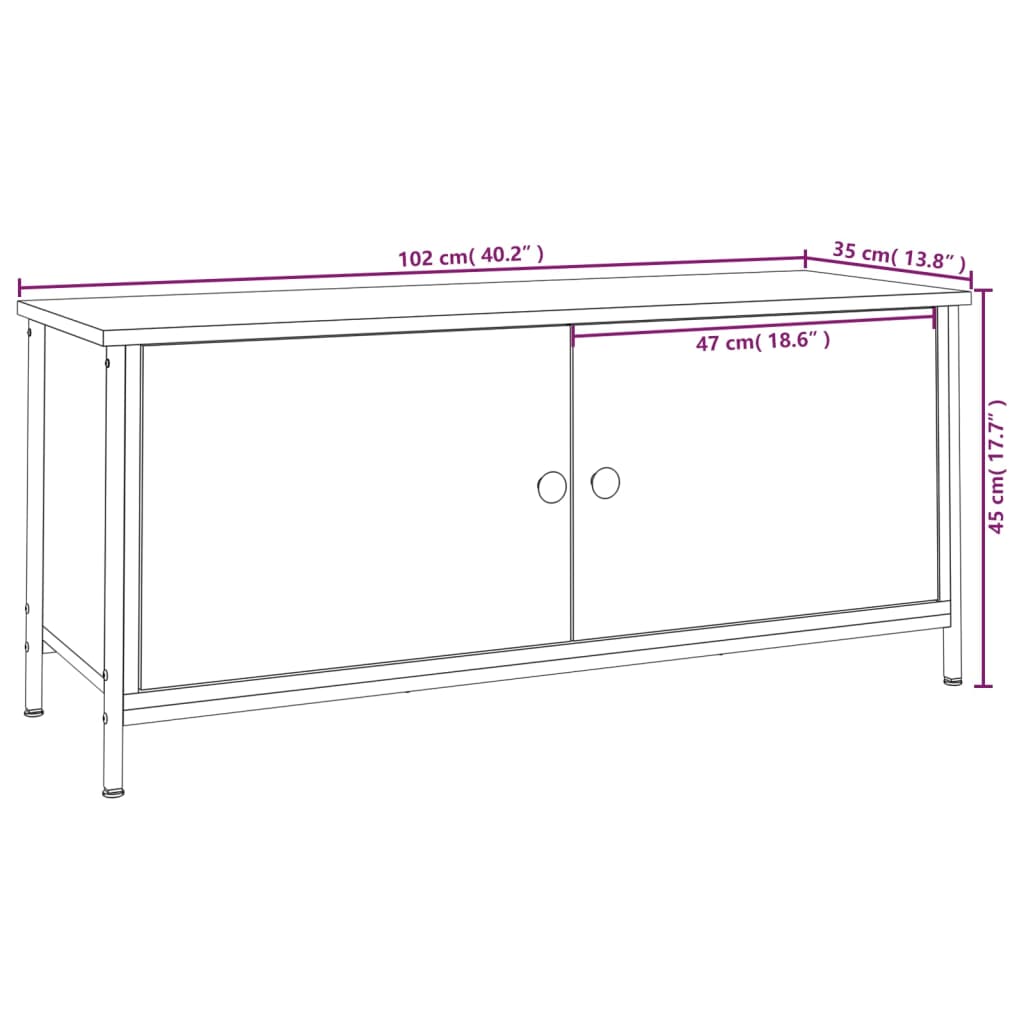 Mobile TV con Ante Grigio Sonoma 102x35x45 cm Legno Multistrato - homemem39