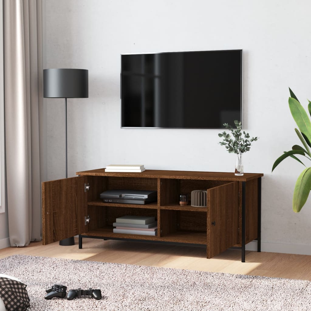 Mobile TV con Ante Rovere Marrone 102x35x45cm Legno Multistrato - homemem39