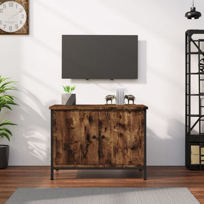 Mobile TV con Ante Rovere Fumo 60x35x45 cm in Legno Multistrato - homemem39