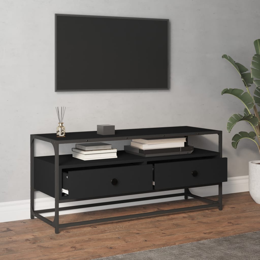 Mobile Porta TV Nero 100x35x45 cm in Legno Multistrato - homemem39