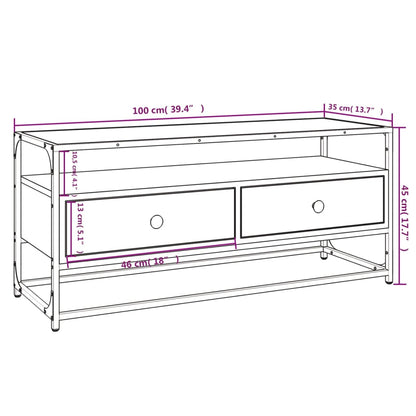 Mobile Porta TV Nero 100x35x45 cm in Legno Multistrato - homemem39