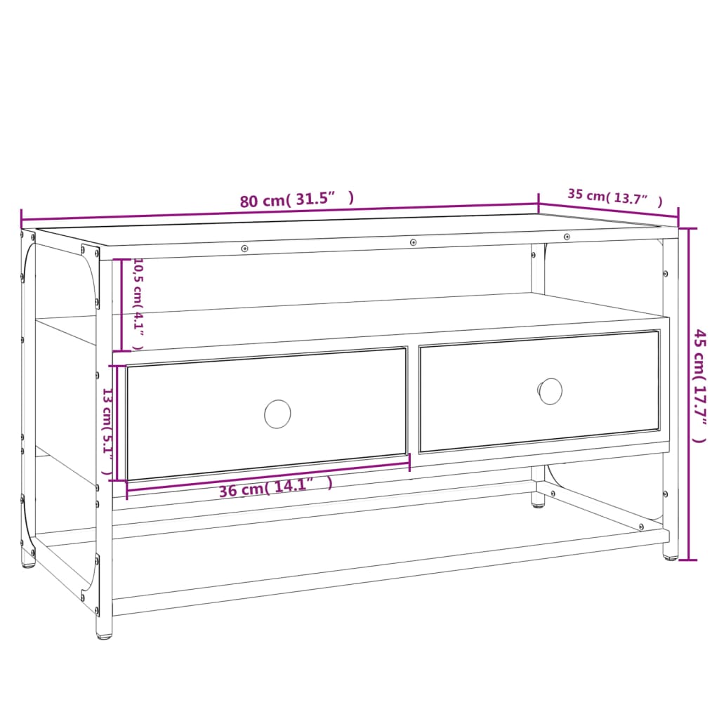 Mobile Porta TV Grigio Sonoma 80x35x45 cm in Legno Multistrato - homemem39