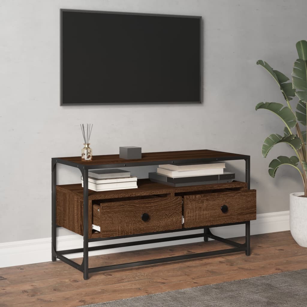 Mobile Porta TV Rovere Marrone 80x35x45 cm in Legno Multistrato - homemem39