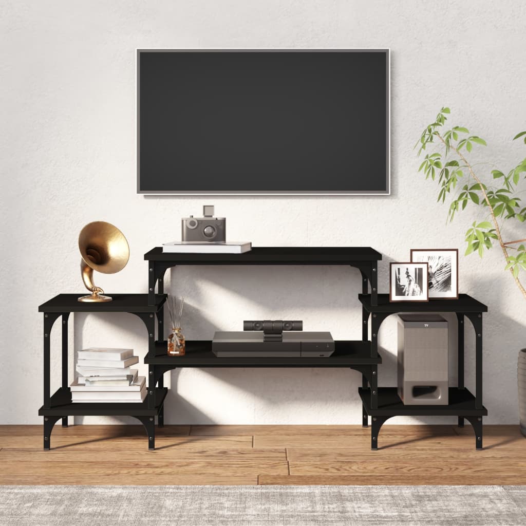 Mobile Porta TV Nero 117x35x52 cm in Legno Multistrato - homemem39