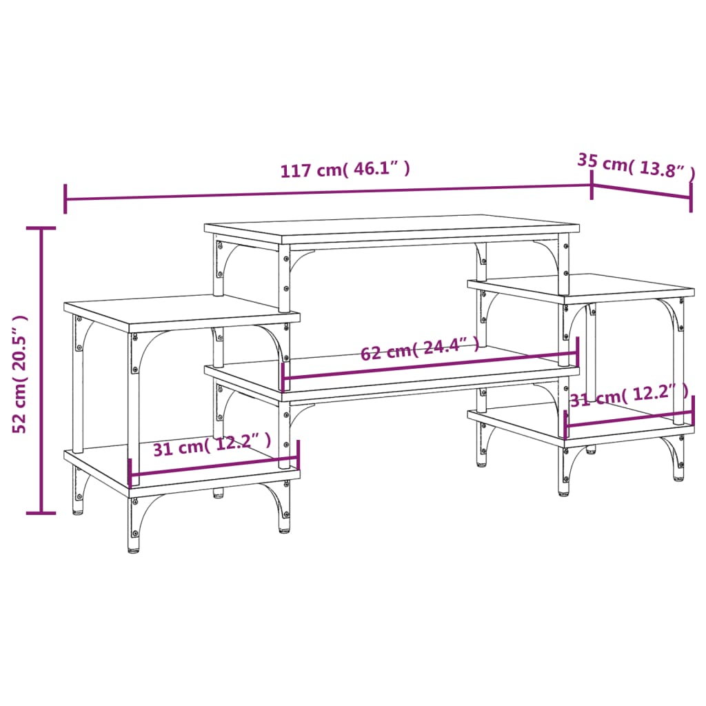 Mobile Porta TV Nero 117x35x52 cm in Legno Multistrato - homemem39