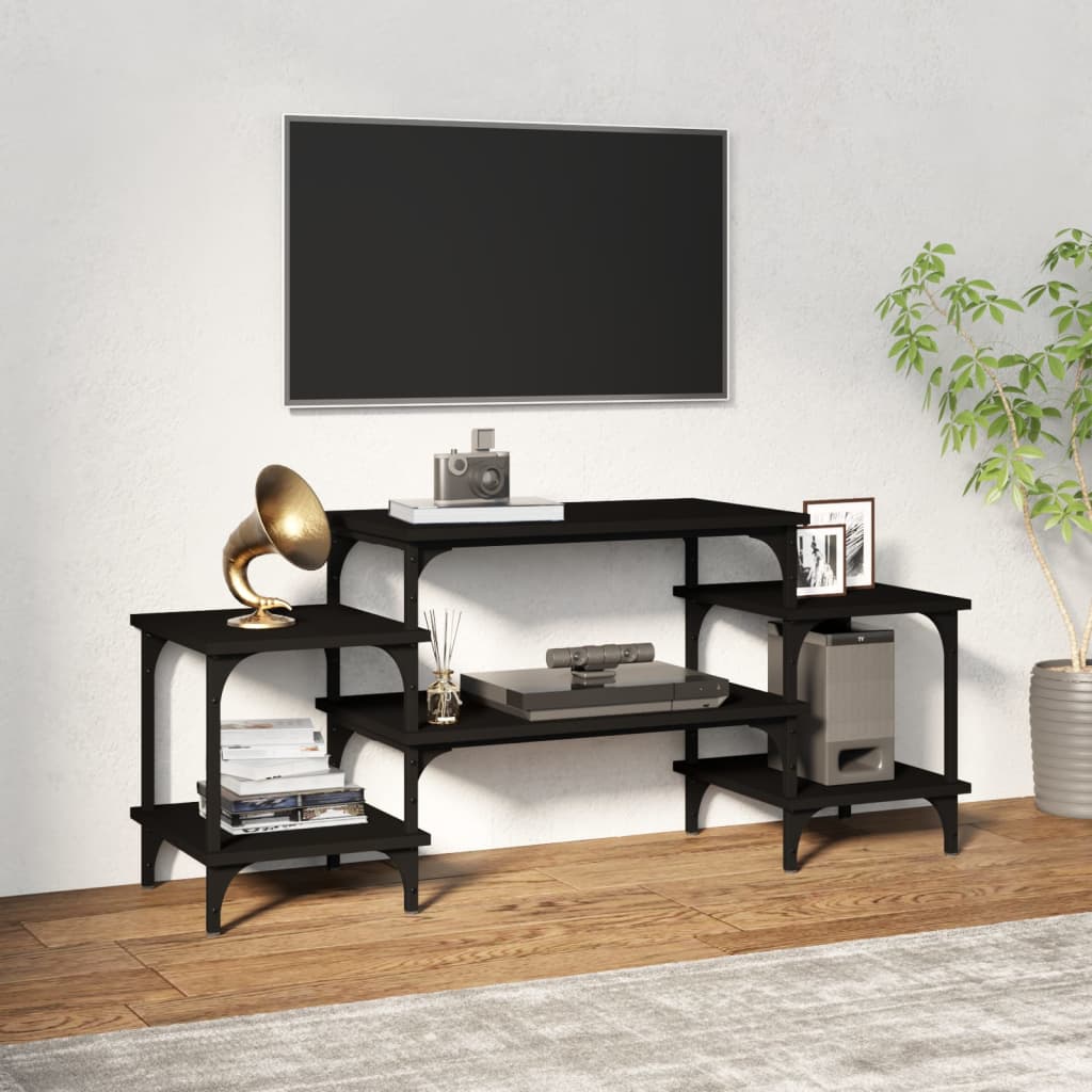 Mobile Porta TV Nero 117x35x52 cm in Legno Multistrato - homemem39