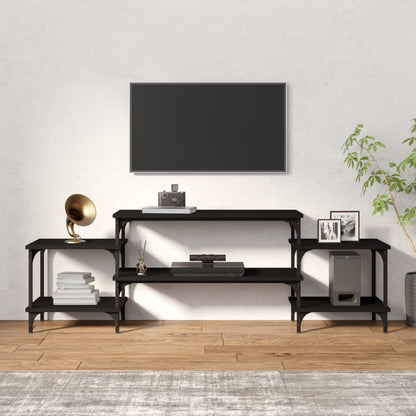 Mobile Porta TV Nero 157x35x52 cm in Legno Multistrato - homemem39