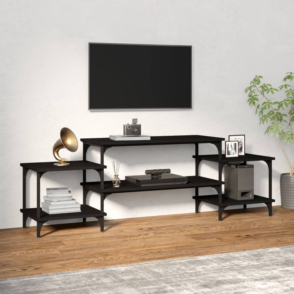 Mobile Porta TV Nero 157x35x52 cm in Legno Multistrato - homemem39