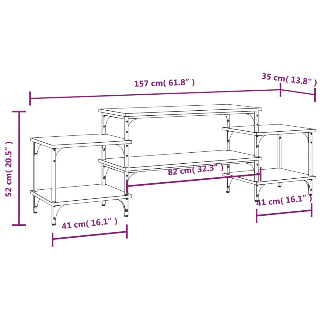 Mobile Porta TV Rovere Fumo 157x35x52 cm in Legno Multistrato - homemem39