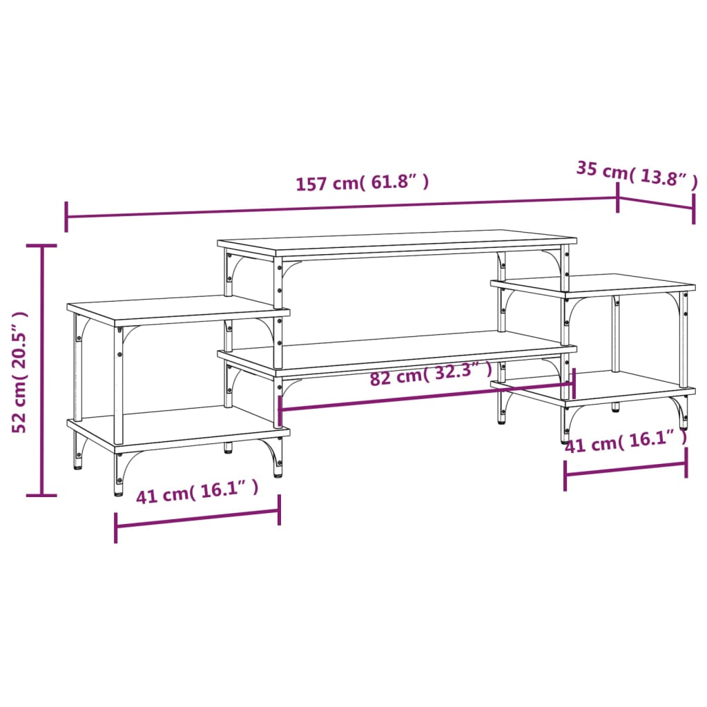 Mobile Porta TV Rovere Marrone 157x35x52 cm Legno Multistrato - homemem39