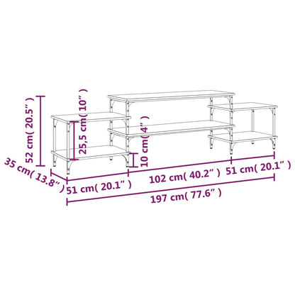 Mobile Porta TV Nero 197x35x52 cm in Legno Multistrato - homemem39