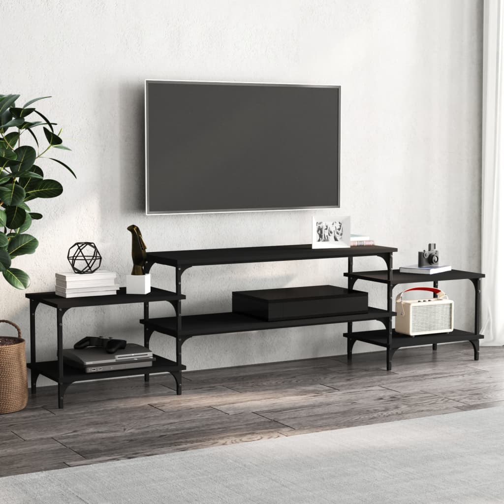 Mobile Porta TV Nero 197x35x52 cm in Legno Multistrato - homemem39