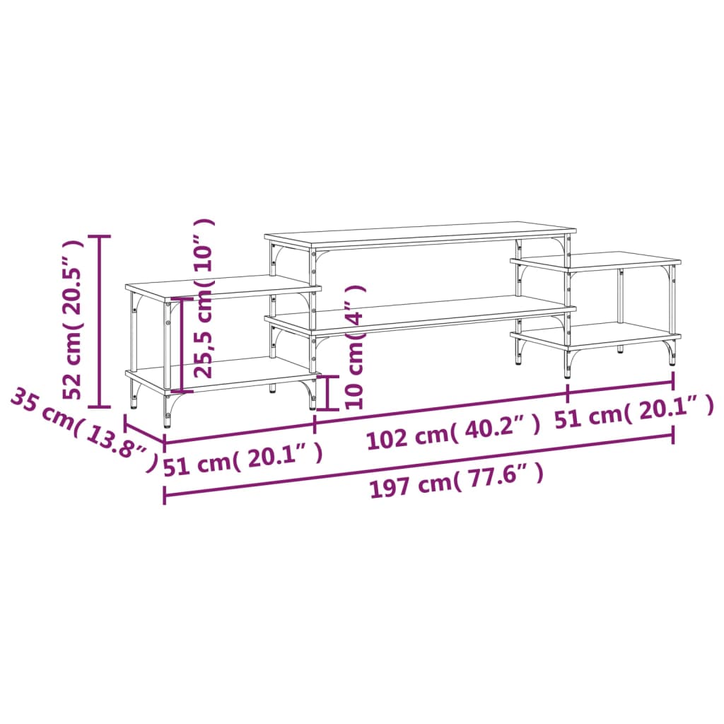 Mobile Porta TV Rovere Sonoma 197x35x52 cm in Legno Multistrato - homemem39