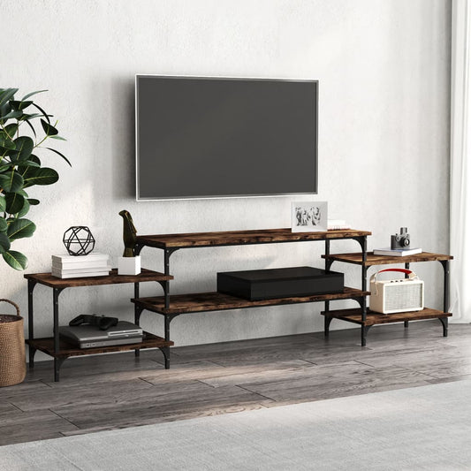 Mobile Porta TV Rovere Fumo 197x35x52 cm in Legno Multistrato - homemem39