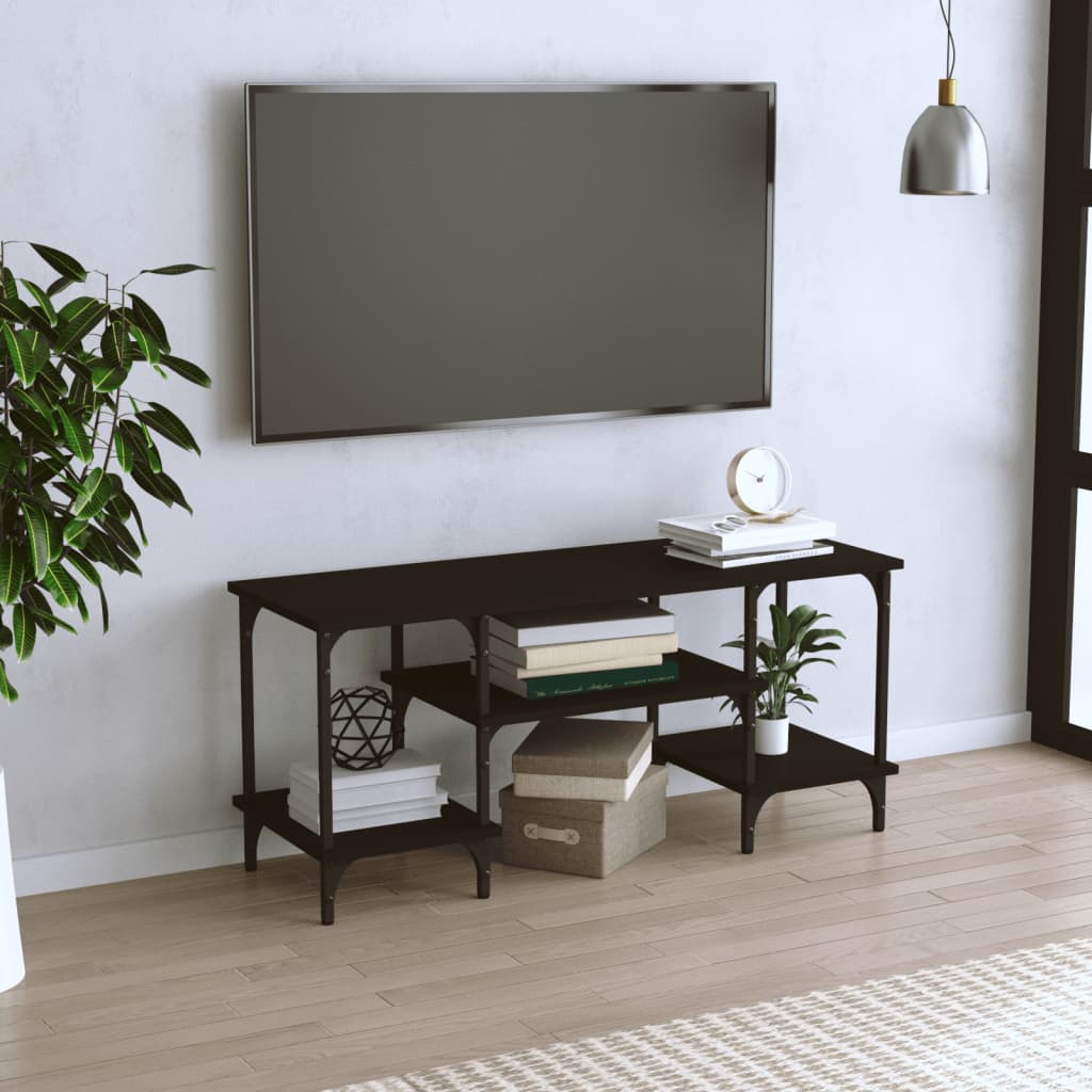 Mobile Porta TV Nero 102x35x45,5 cm in Legno Multistrato - homemem39