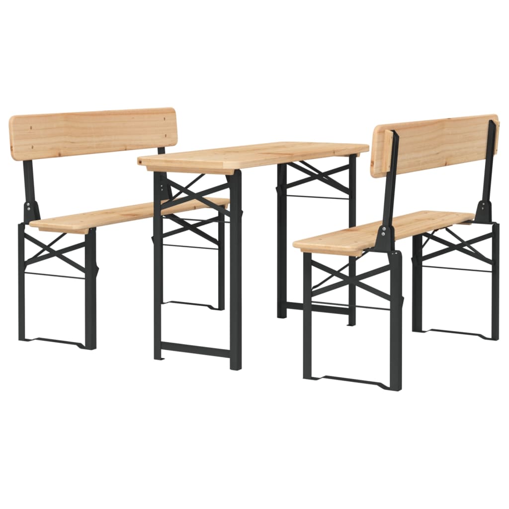 Set Tavolo Birreria Pieghevole 3 pz in Legno Massello di Abete - homemem39