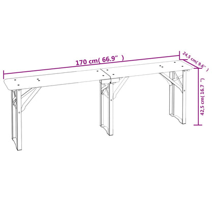 Set Tavolo Birreria Pieghevole 3 pz in Legno Massello di Abete - homemem39