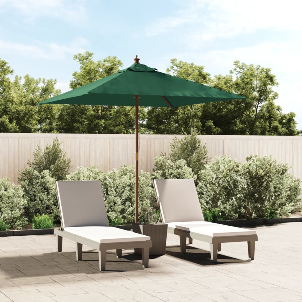 Ombrellone da Giardino con Palo in Legno Verde 198x198x231 cm - homemem39