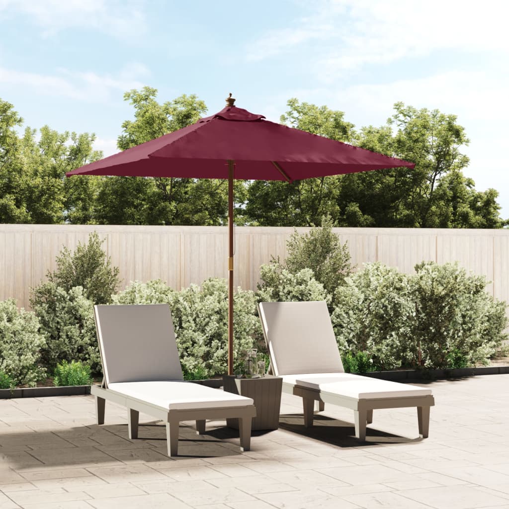 Ombrellone da Giardino con Palo in Legno Bordeaux 198x198x231cm - homemem39