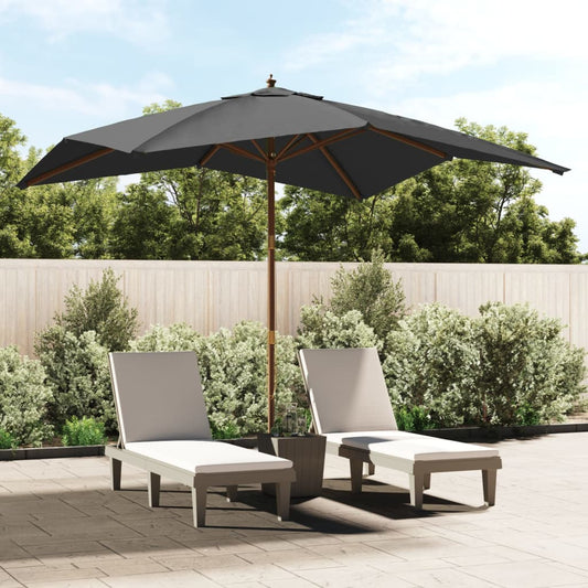 Ombrellone Giardino con Palo in Legno Antracite 300x300x273 cm - homemem39