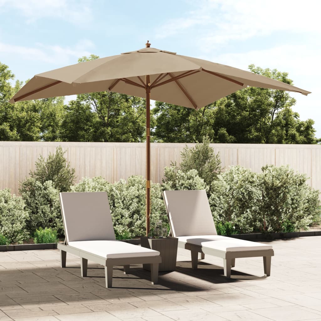 Ombrellone da Giardino con Palo in Legno Tortora 300x300x273 cm - homemem39