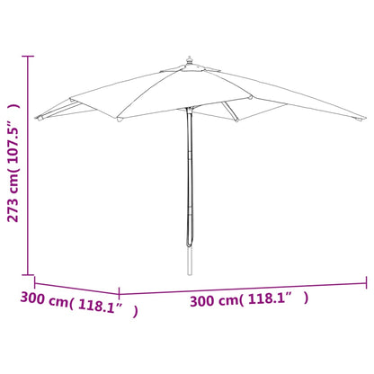 Ombrellone da Giardino Palo in Legno Terracotta 300x300x273 cm - homemem39