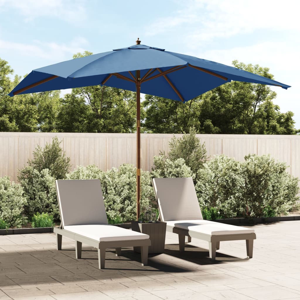 Ombrellone da Giardino con Palo in Legno Azzurro 300x300x273 cm - homemem39