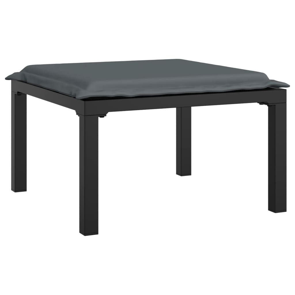 Poggiapiedi da Giardino con Cuscino in Polyrattan Nero e Grigio - homemem39