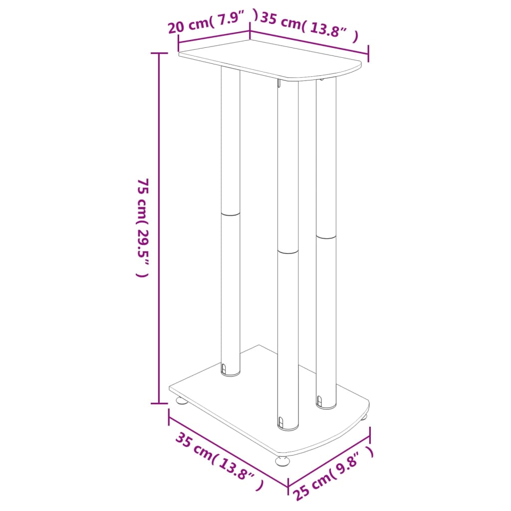 Pedane per Casse 2pz Nero Vetro Temperato Design a 3 Pilastri - homemem39