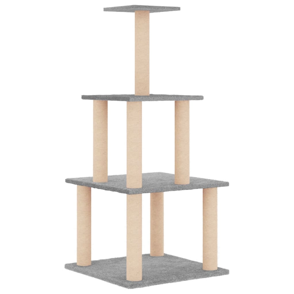 Albero per Gatti con Tiragraffi in Sisal Grigio Chiaro 111 cm - homemem39