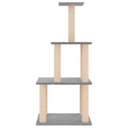 Albero per Gatti con Tiragraffi in Sisal Grigio Chiaro 111 cm - homemem39