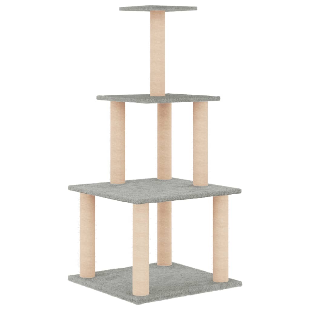 Albero per Gatti con Tiragraffi in Sisal Grigio Chiaro 111 cm - homemem39