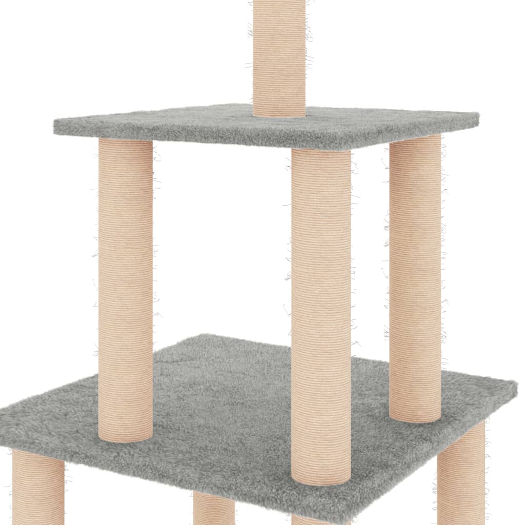 Albero per Gatti con Tiragraffi in Sisal Grigio Chiaro 111 cm - homemem39