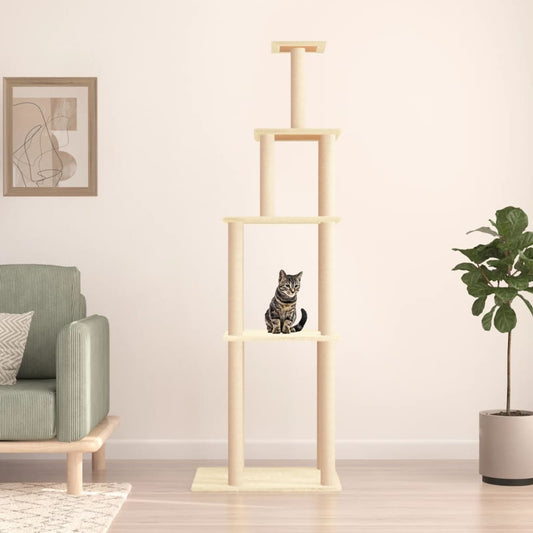 Albero per Gatti con Tiragraffi in Sisal Crema 183 cm - homemem39