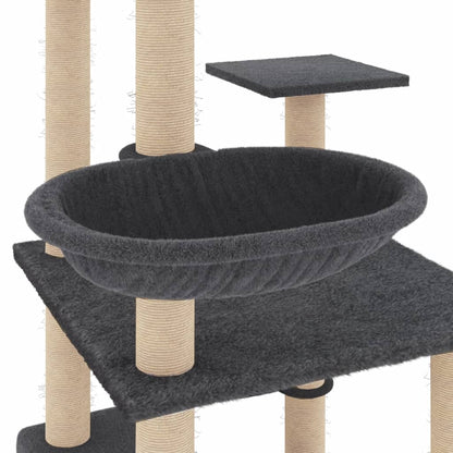 Albero per Gatti con Tiragraffi in Sisal Grigio Scuro 141 cm - homemem39