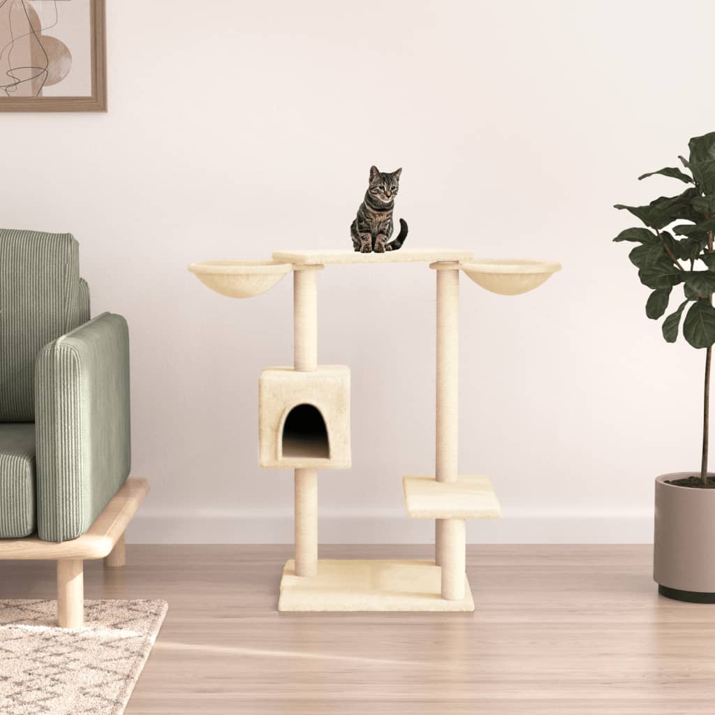 Albero per Gatti con Tiragraffi Crema 82 cm - homemem39