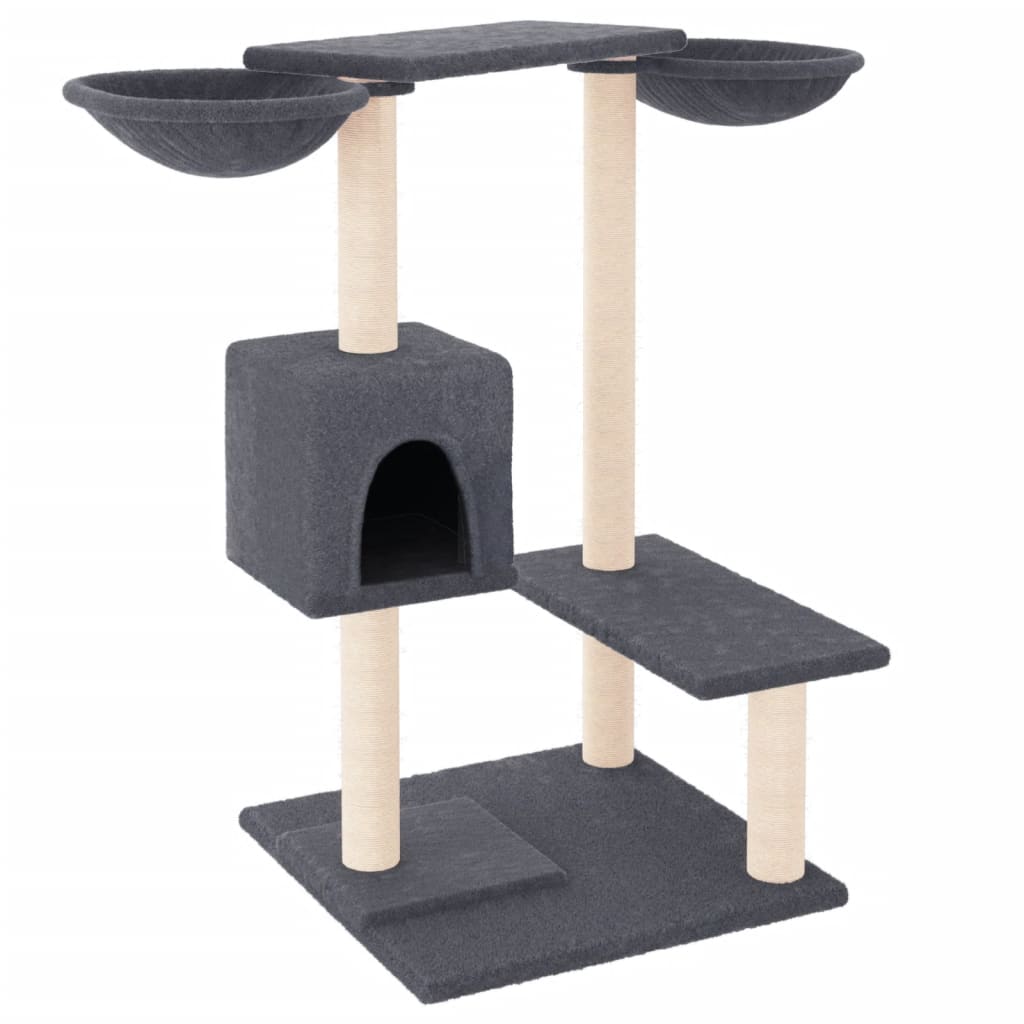 Albero per Gatti con Tiragraffi Grigio Scuro 82 cm - homemem39