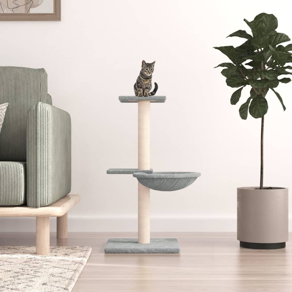 Albero per Gatti con Tiragraffi in Sisal Grigio Chiaro 72 cm - homemem39