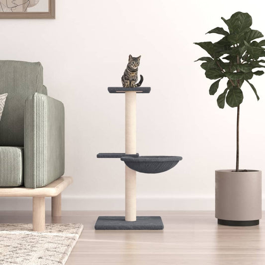 Albero per Gatti con Tiragraffi in Sisal Grigio Scuro 72 cm - homemem39