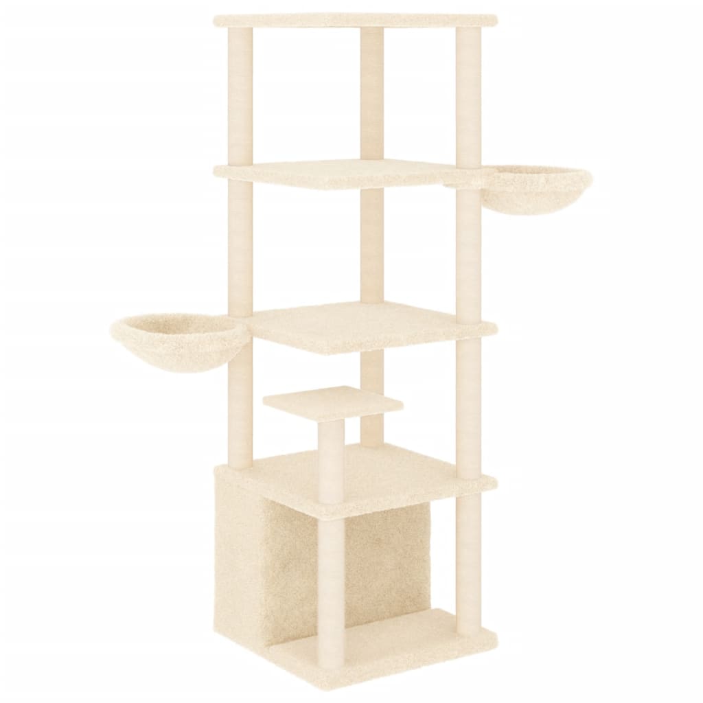 Albero per Gatti con Tiragraffi in Sisal Crema 147 cm - homemem39