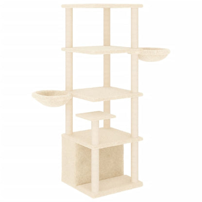 Albero per Gatti con Tiragraffi in Sisal Crema 147 cm - homemem39