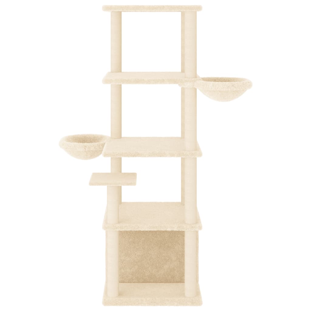 Albero per Gatti con Tiragraffi in Sisal Crema 147 cm - homemem39