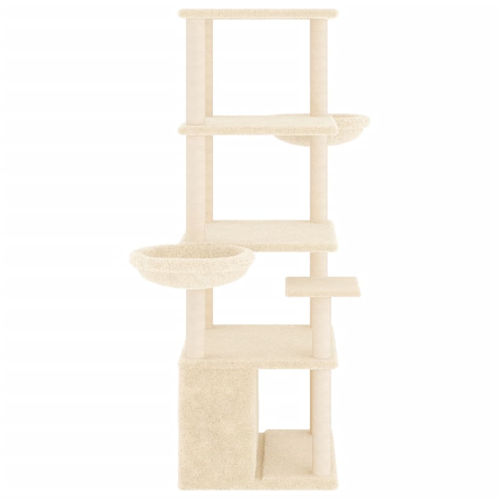 Albero per Gatti con Tiragraffi in Sisal Crema 147 cm - homemem39