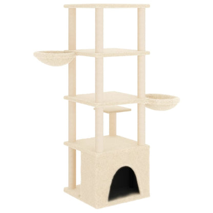 Albero per Gatti con Tiragraffi in Sisal Crema 147 cm - homemem39