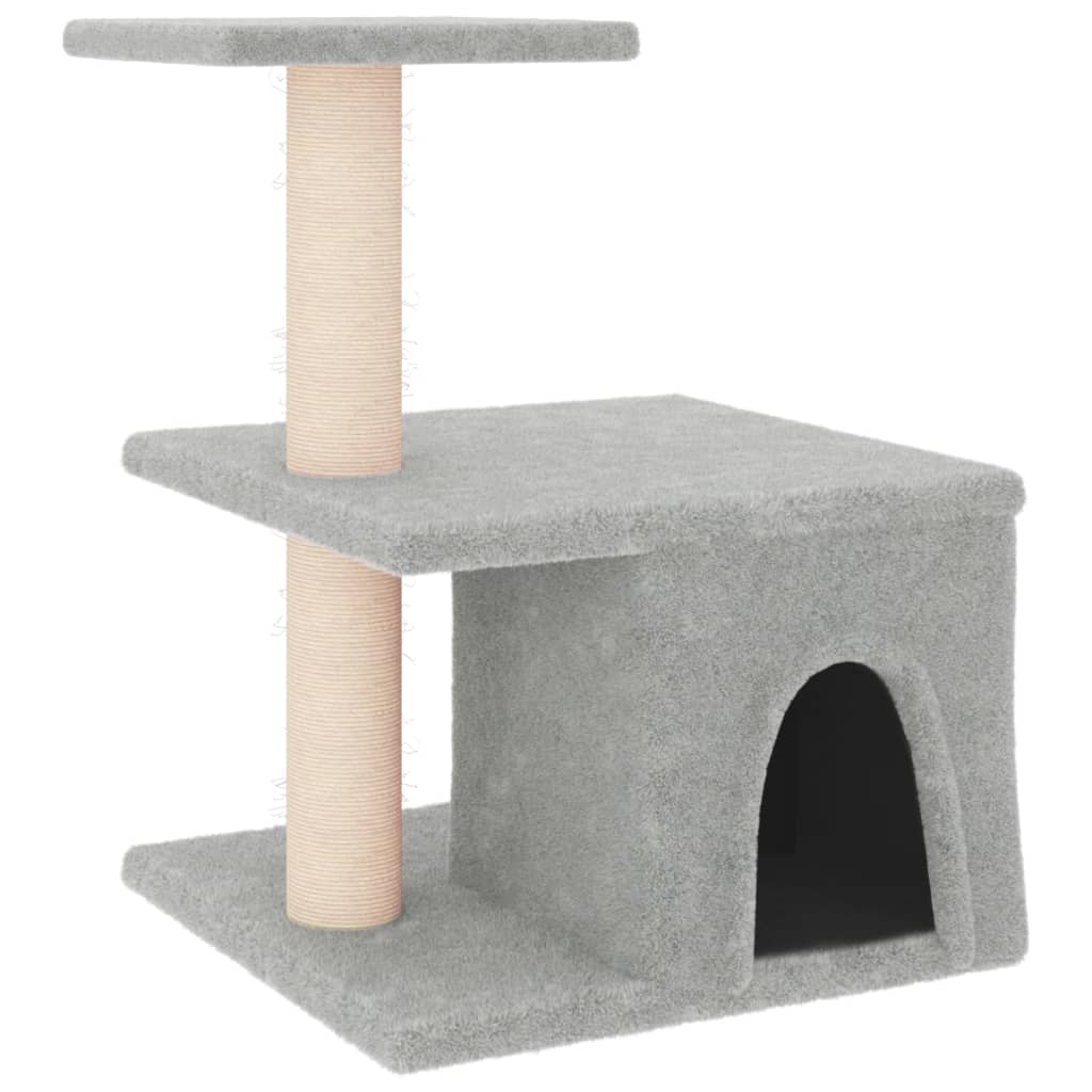 Albero per Gatti con Tiragraffi in Sisal Grigio Chiaro 48 cm - homemem39