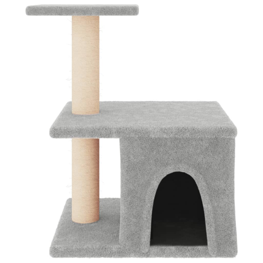 Albero per Gatti con Tiragraffi in Sisal Grigio Chiaro 48 cm - homemem39